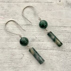 Green moss agate earrings